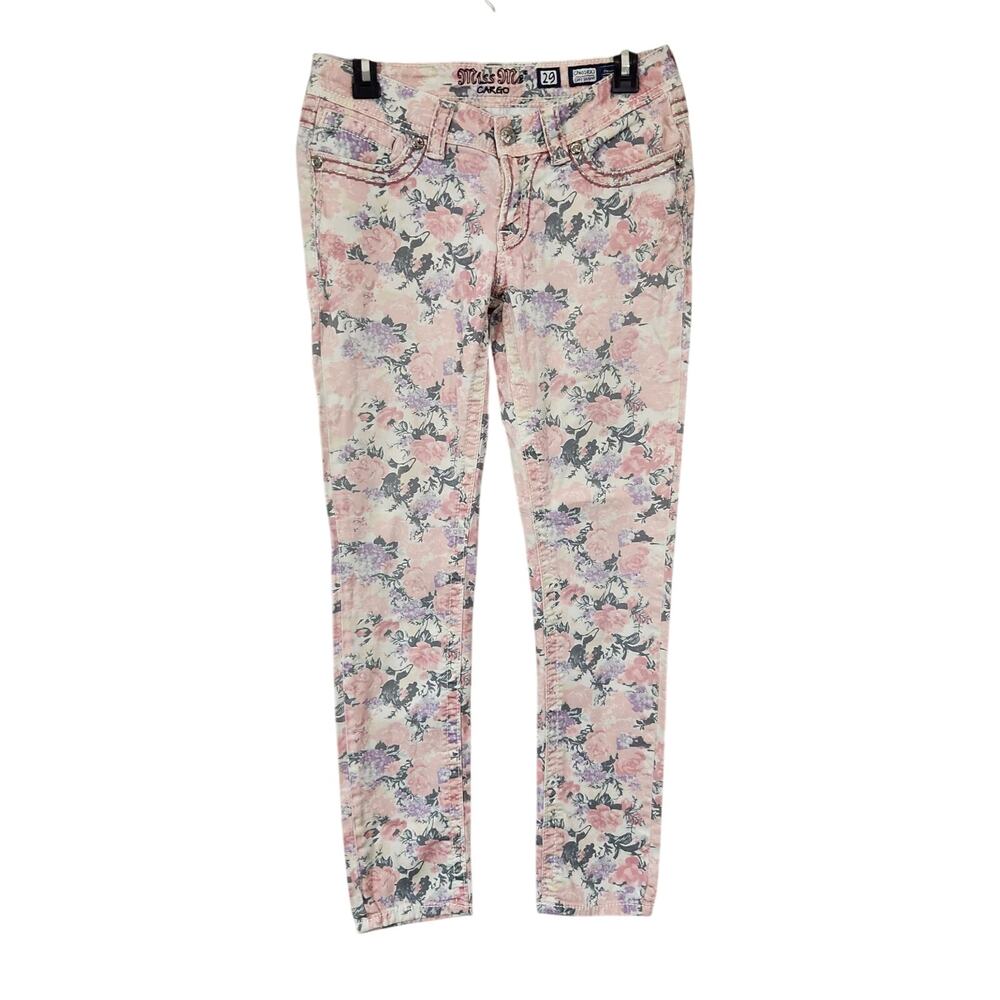 Miss Me Jeans Womens 29 Floral Skinny Straight Leg Pastel Y2K Western Boho